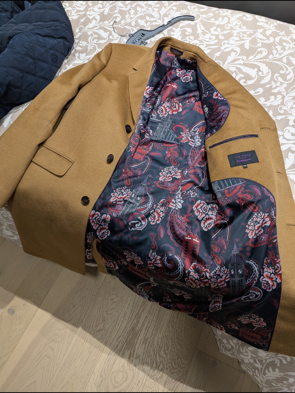 Ted Baker Men's Camel Brown Wool Pea Coat - Picture 3 of 6